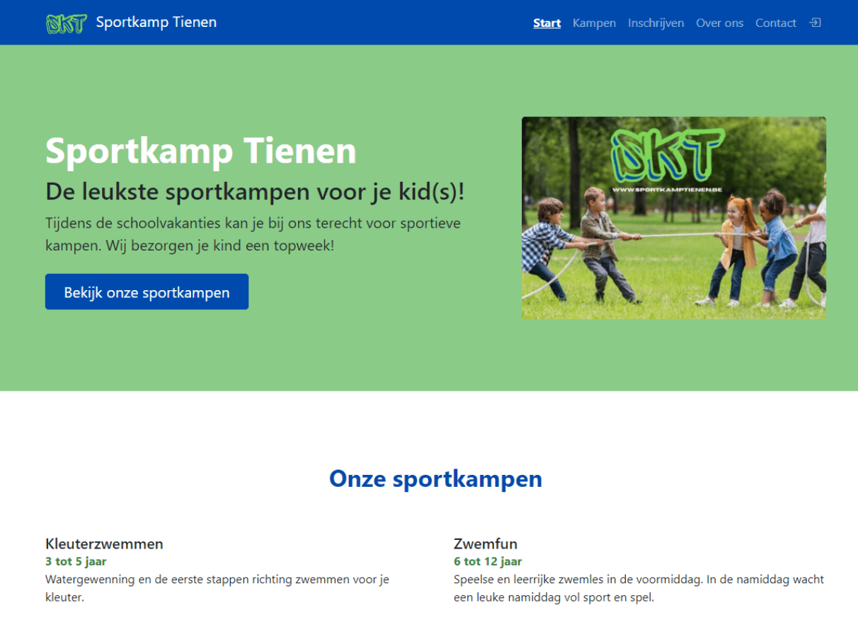 Website Sportkamp Tienen: www.sportkamptienen.be